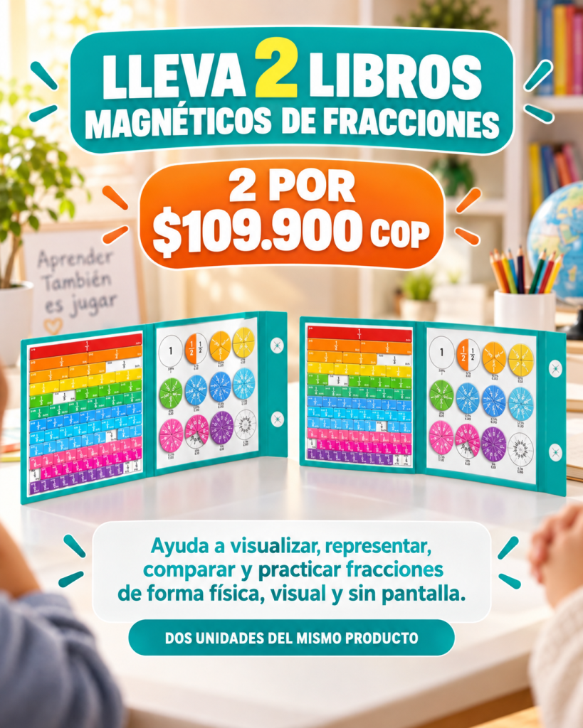 Oferta: lleva 2 libros magnéticos de fracciones por $109.900 COP