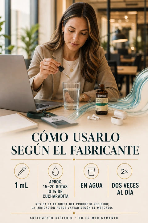 Uso sugerido: medir un mililitro y agregar al agua