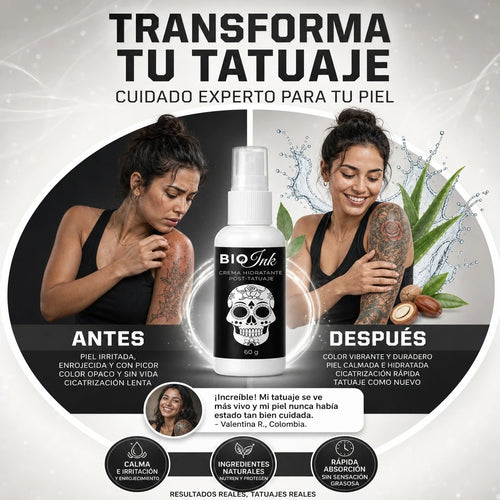 BIO Ink crema hidratante post tatuaje de 60 g con bomba dosificadora