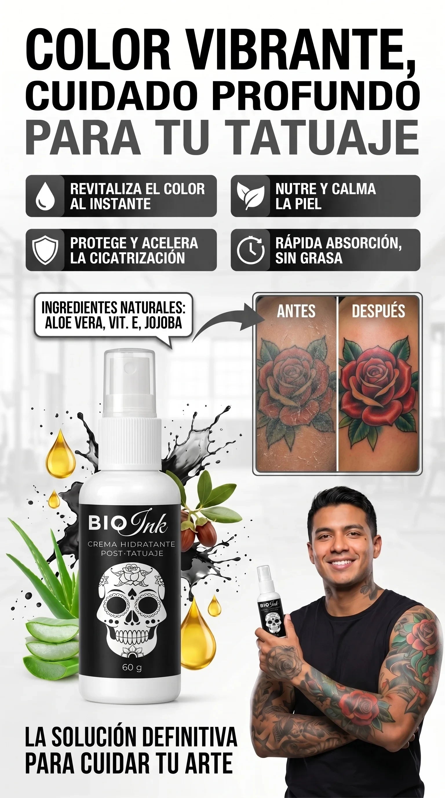BIO Ink para el cuidado visual de la piel tatuada