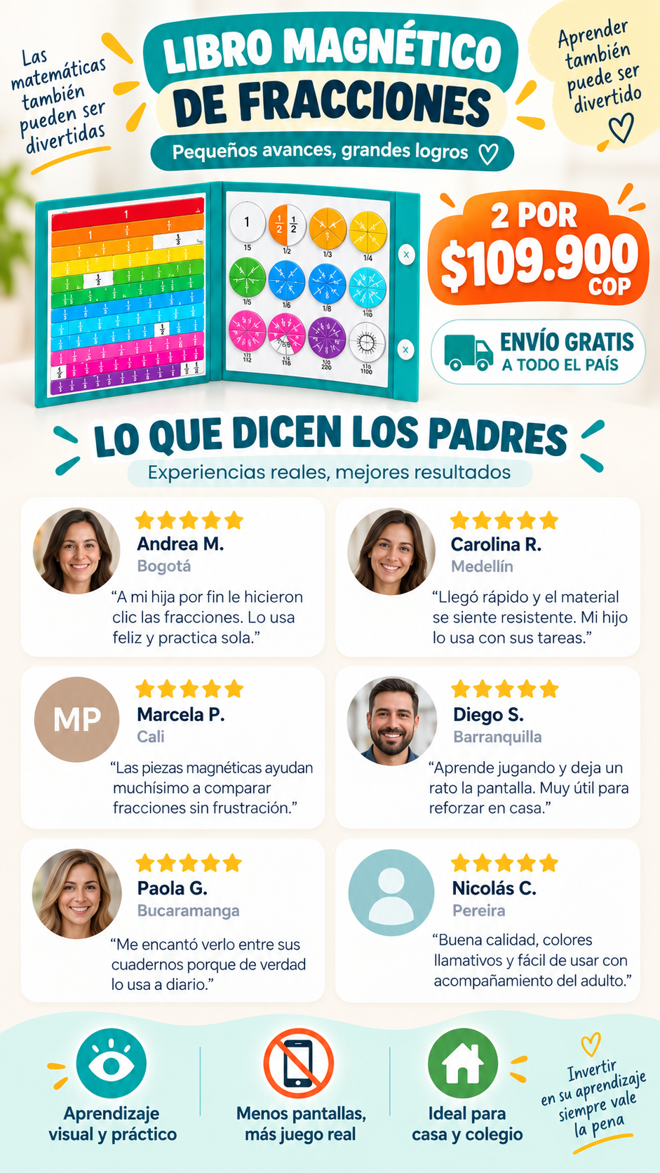 Experiencias de clientes con el libro magnético de fracciones